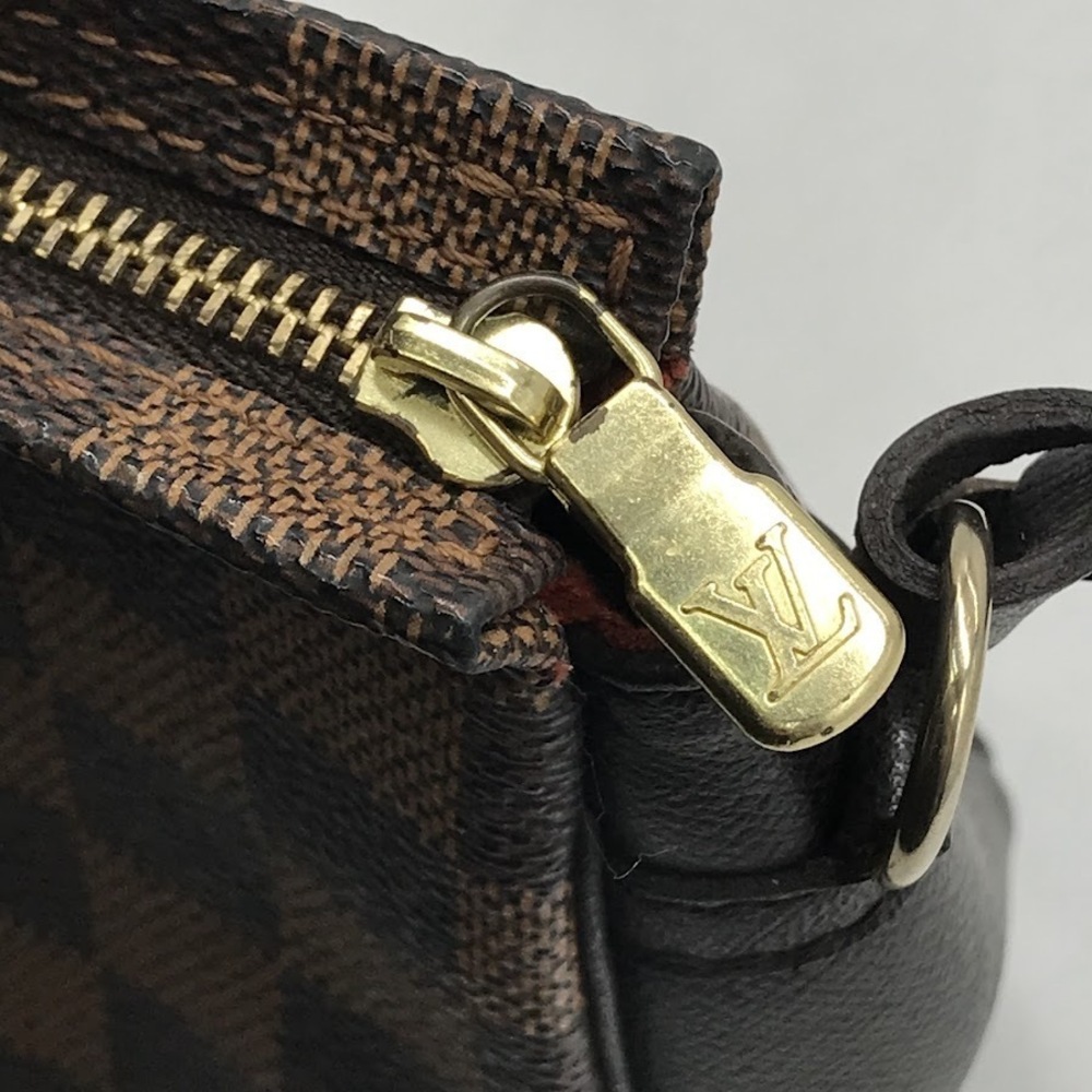 Louis Vuitton Damier Trouse Makeup Pouch Canvas Leather Black Brown - Picture 12 of 13